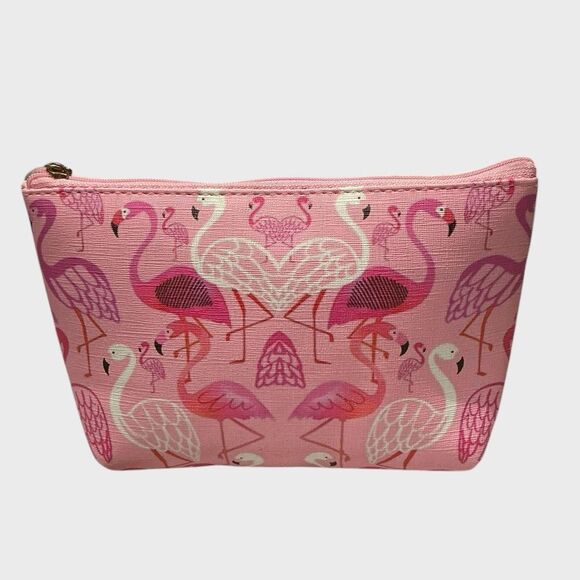 Pink Flamingo Cosmetic Makeup Bag Tote - Picture 2 of 7